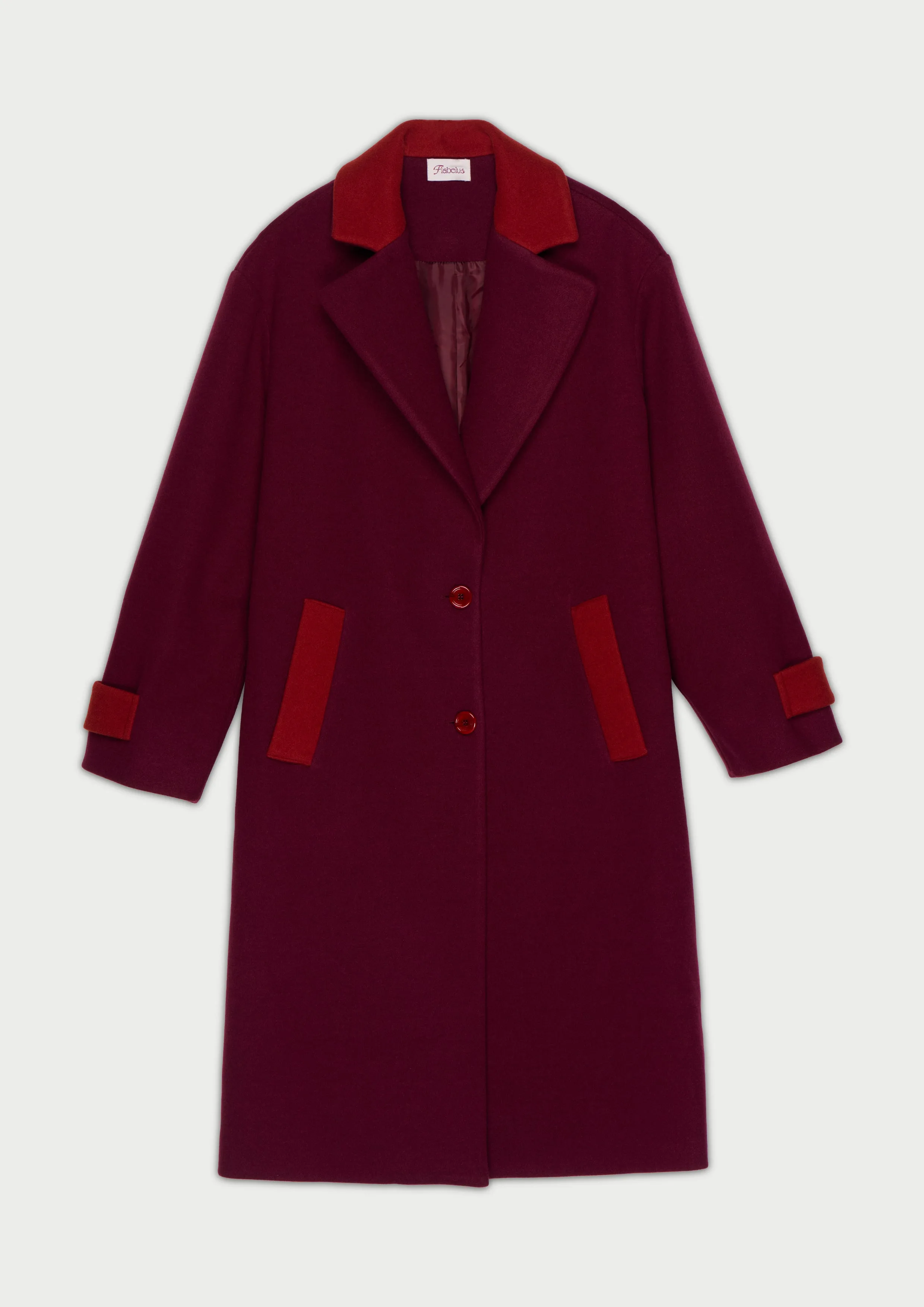 The duchess coat burgundy sold by Flabelus