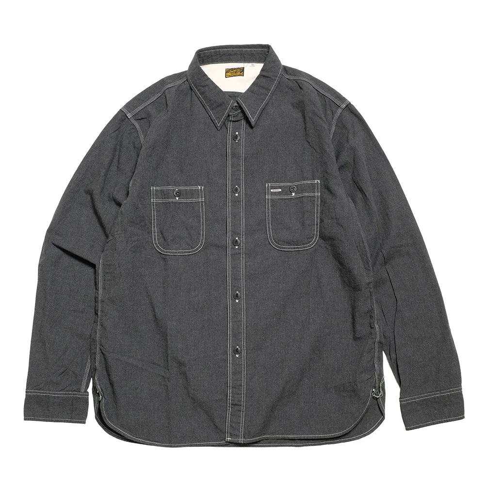 BURGUS PLUS - Solid-Color Chambray Work Shirt - Heather Gray - HBP-300CHB sold by Burgus Plus
