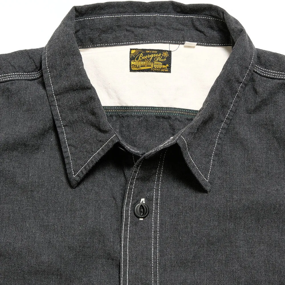 BURGUS PLUS - Solid-Color Chambray Work Shirt Wide Silhouette - Heather Gray - HBP-300CHBWD sold by Burgus Plus product image thumbnail 3