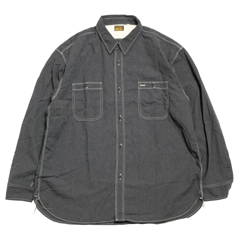 BURGUS PLUS - Solid-Color Chambray Work Shirt Wide Silhouette - Heather Gray - HBP-300CHBWD made by Burgus Plus