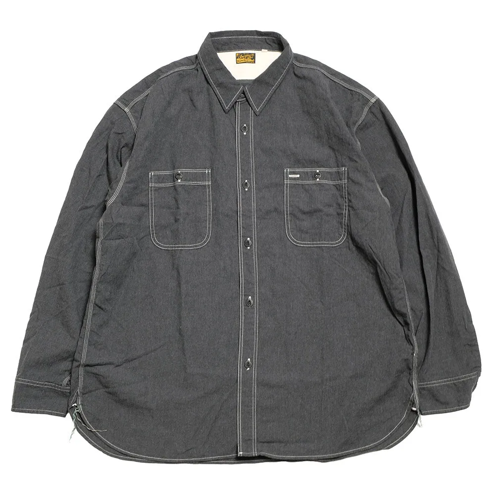 BURGUS PLUS - Solid-Color Chambray Work Shirt Wide Silhouette - Heather Gray - HBP-300CHBWD sold by Burgus Plus