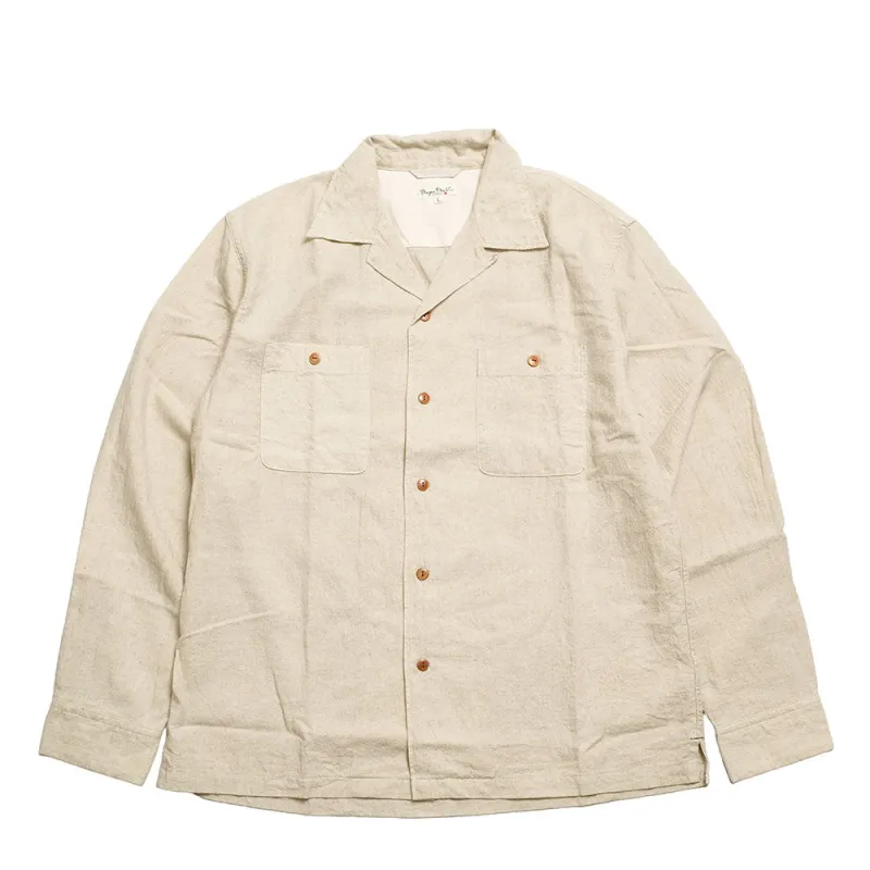 BURGUS PLUS - Open Collar Cotton Linen L/S Shirt - BP25501 made by Burgus Plus