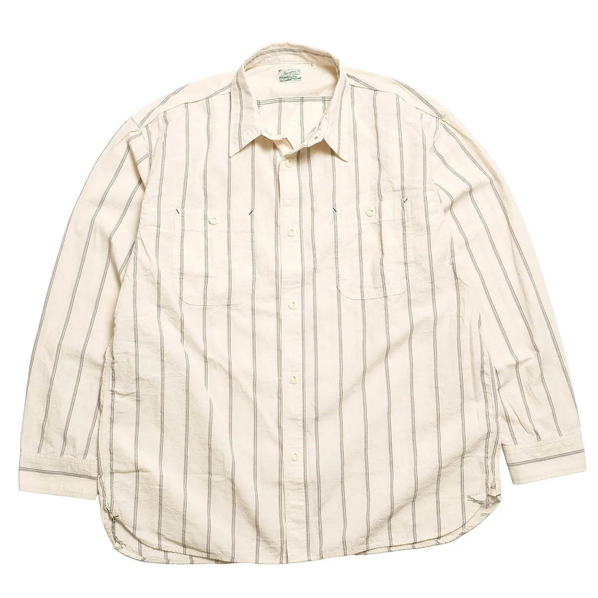 BURGUS PLUS - Stripe Chambray Work Shirt - Wide Silhouette - HBP-300CHWD-ST7 sold by Burgus Plus