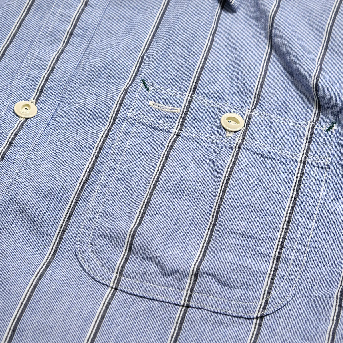 BURGUS PLUS - Stripe Chambray Work Shirt - Wide Silhouette - HBP-300CHWD-ST8 sold by Burgus Plus product image thumbnail 4