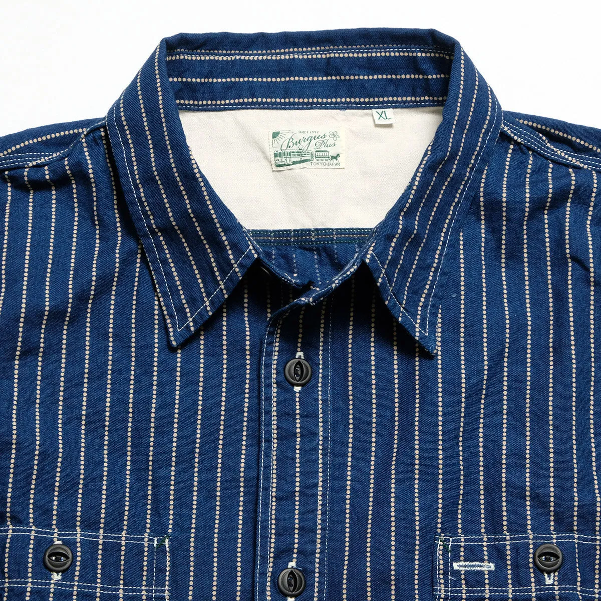 BURGUS PLUS - Beta Chambray Work Shirt - Wabash Stripe - HBP-300CHB-WB sold by Burgus Plus product image thumbnail 3