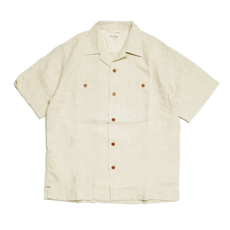 BURGUS PLUS - Open Collar Cotton Linen S/S Shirt - BP26503 made by Burgus Plus