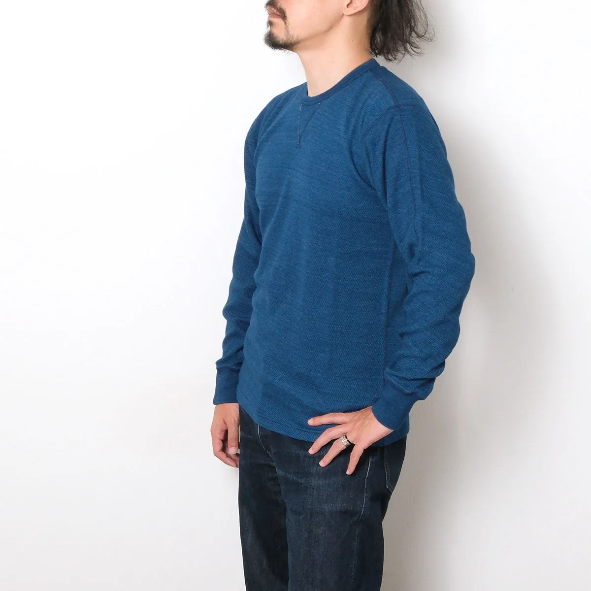 BURGUS PLUS - L/S Indigo Thermal T-Shirt - Used Wash - HBP-039 sold by Burgus Plus product image thumbnail 4