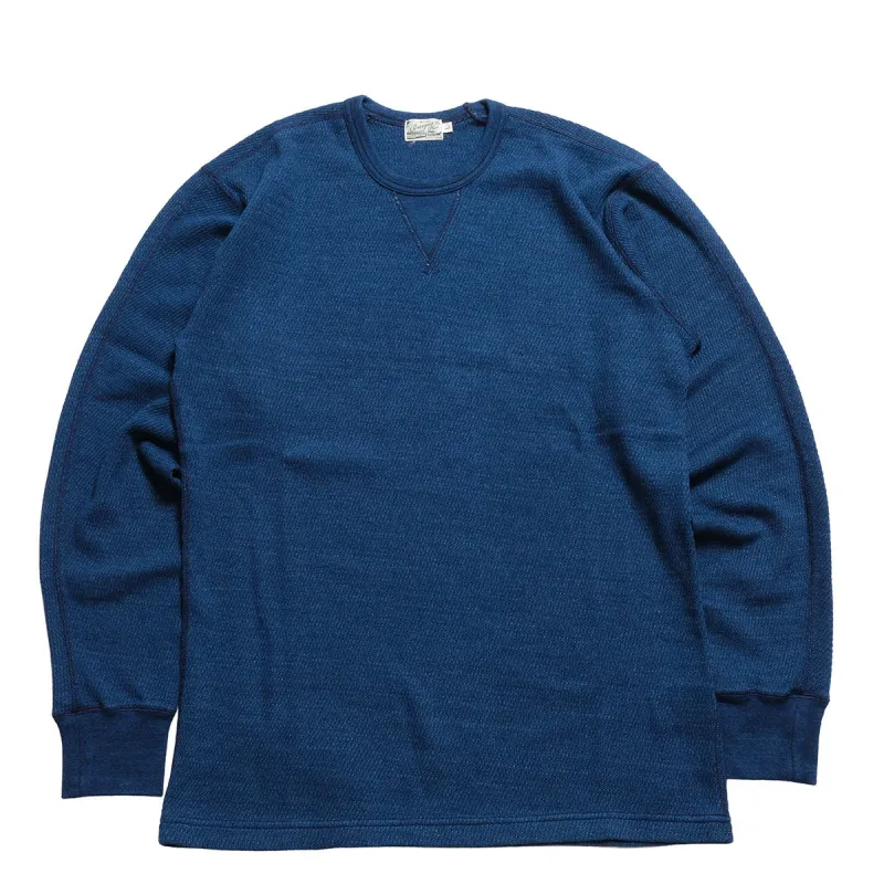 BURGUS PLUS - L/S Indigo Thermal T-Shirt - Used Wash - HBP-039 made by Burgus Plus