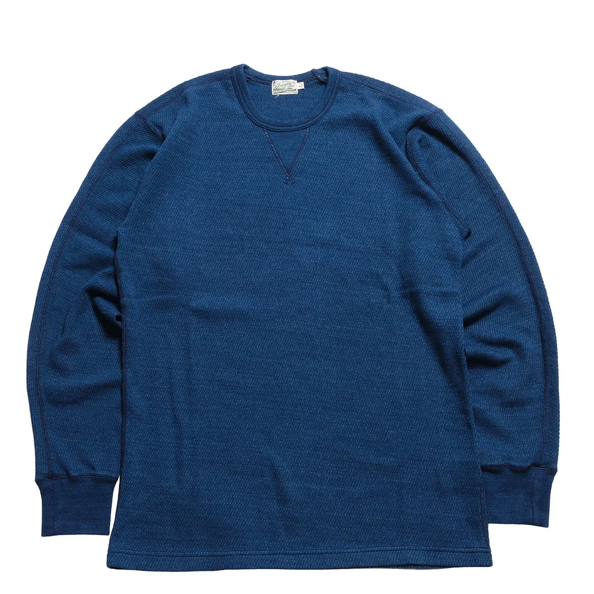 BURGUS PLUS - L/S Indigo Thermal T-Shirt - Used Wash - HBP-039 sold by Burgus Plus
