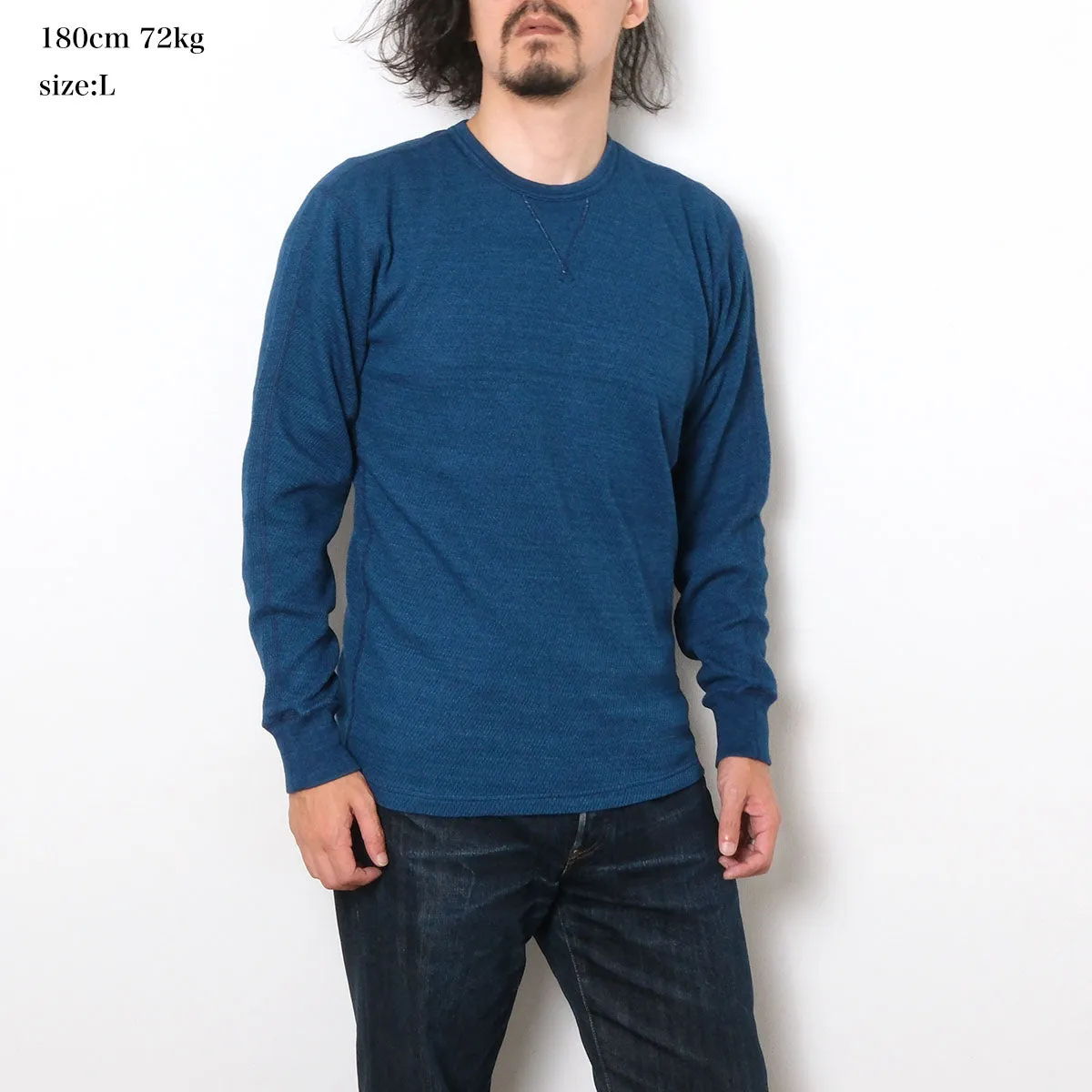 BURGUS PLUS - L/S Indigo Thermal T-Shirt - Used Wash - HBP-039 sold by Burgus Plus product image thumbnail 3