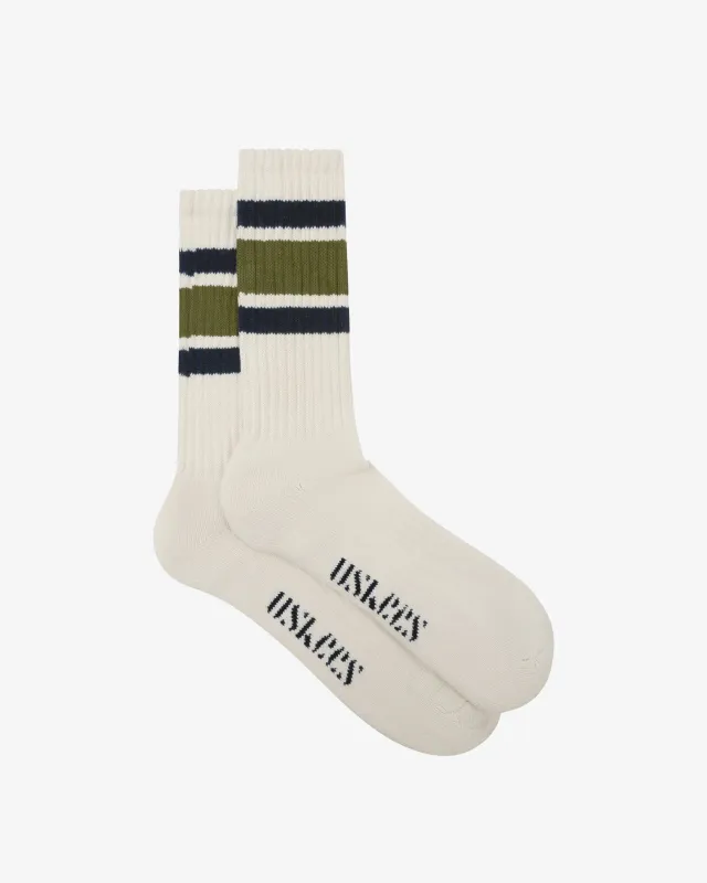 4011 College Stripe Socks in olive made by uskees