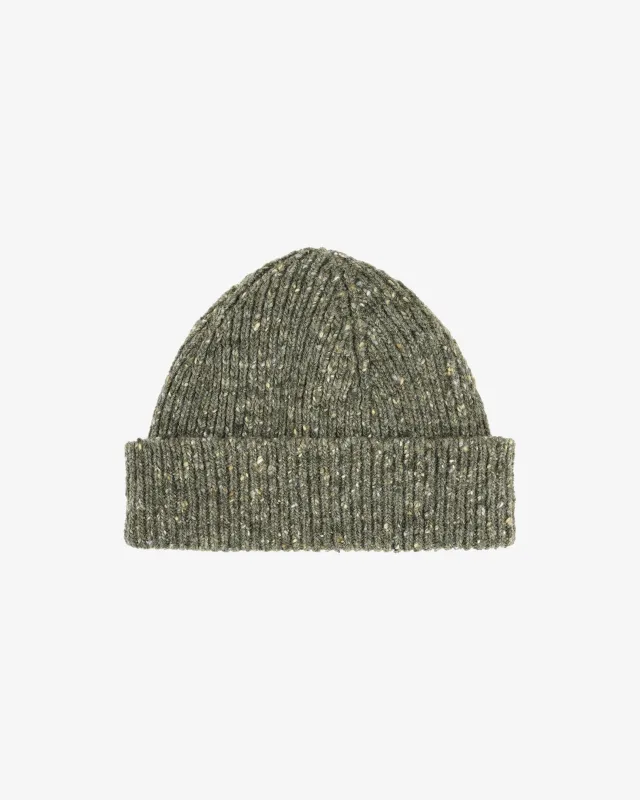 4003 Speckled Donegal wool hat - army green made by uskees