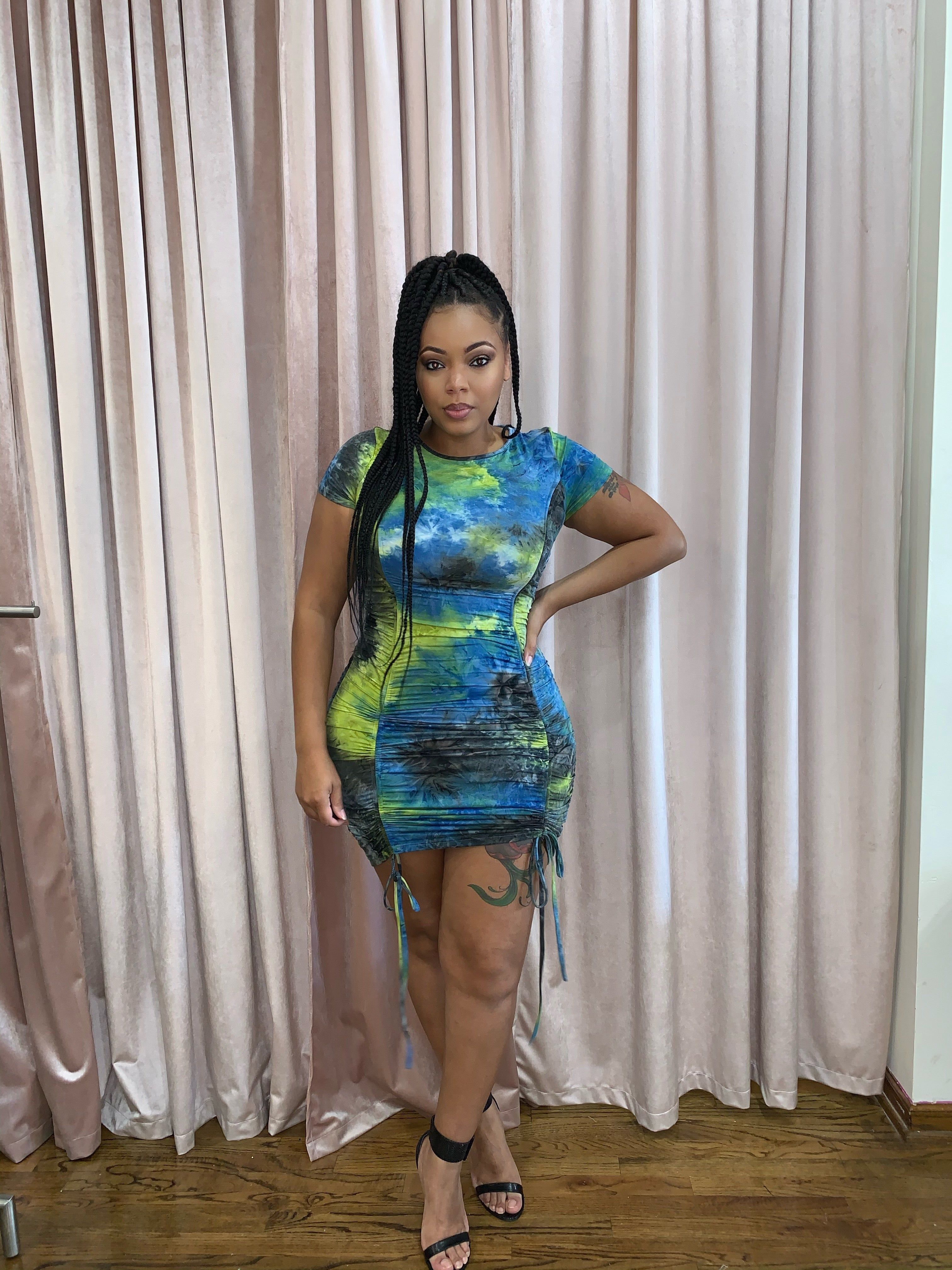 TieDye Ruched Dress sold by Every Girl's Obsession