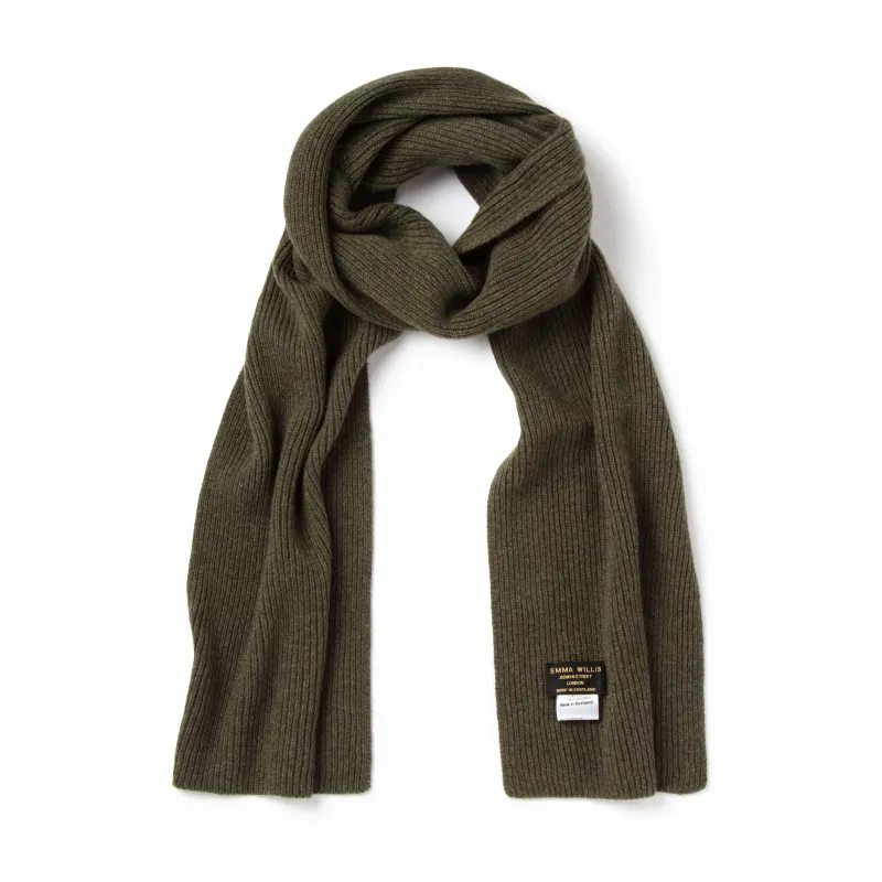 Olive Ribbed Cashmere Scarf - New sold by Emma Willis