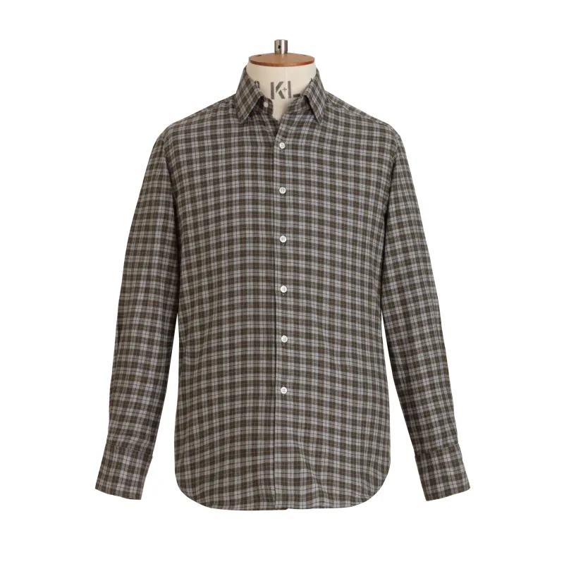 Sage/Ochre Check Brushed Cotton Shirt - New sold by Emma Willis