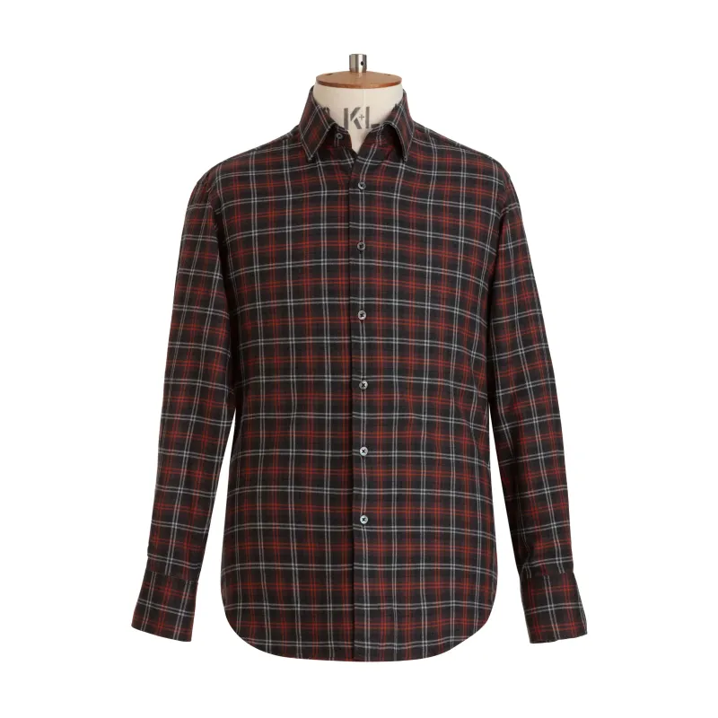Ruby/Chocolate Tartan Brushed Cotton Shirt - New sold by Emma Willis