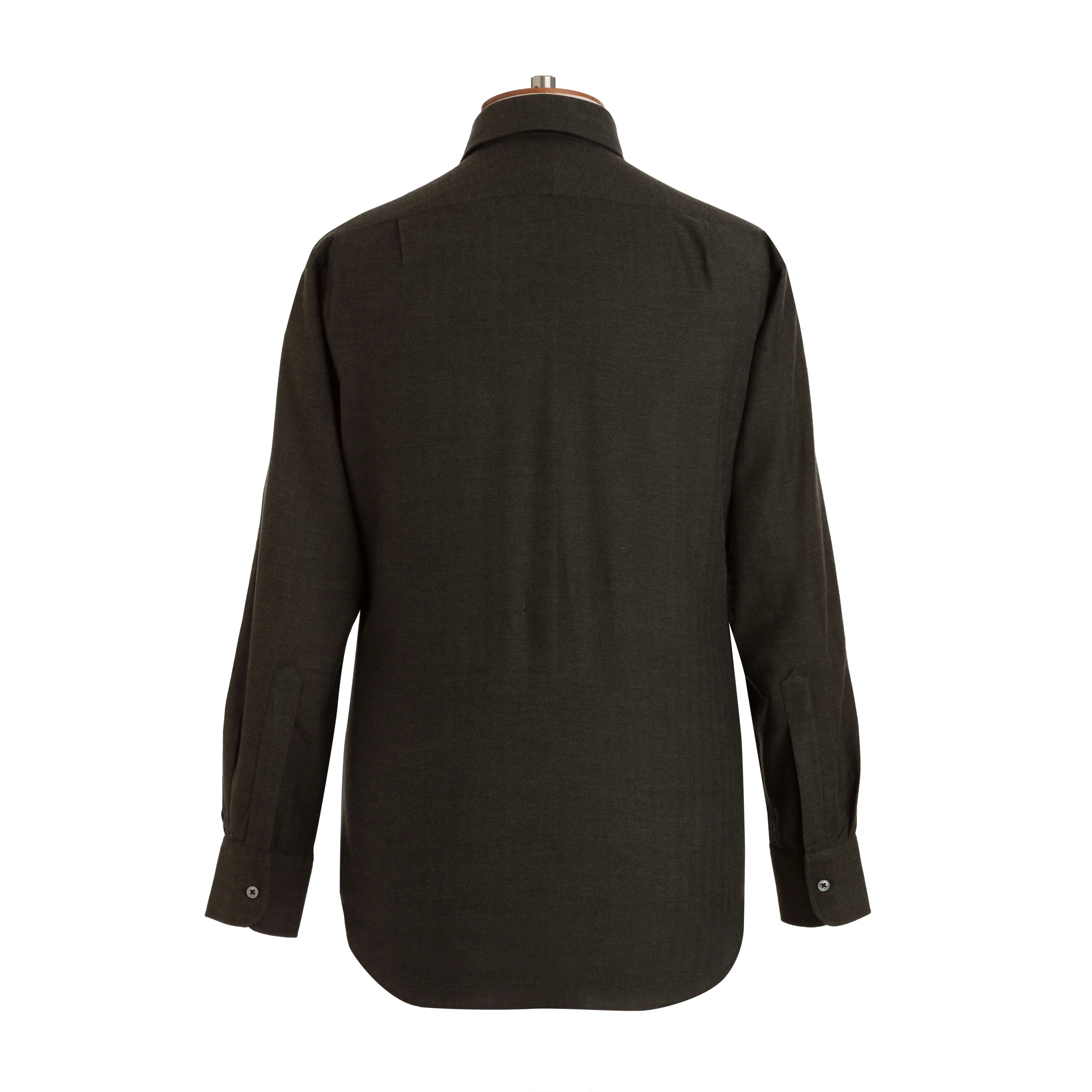 Khaki Herringbone Wool Cotton Blend Shirt - New sold by Emma Willis product image thumbnail 4