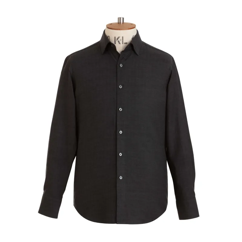 Charcoal Herringbone Wool Cotton Blend Shirt - New sold by Emma Willis