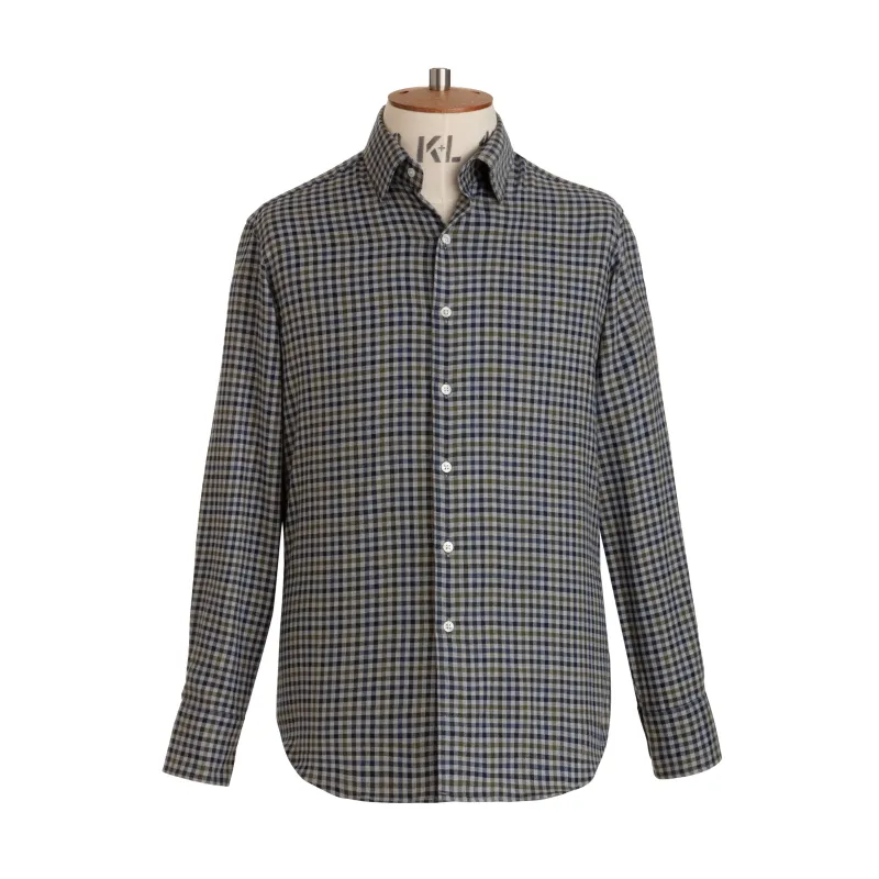 Sage/Navy Gingham Brushed Cotton Shirt - New sold by Emma Willis