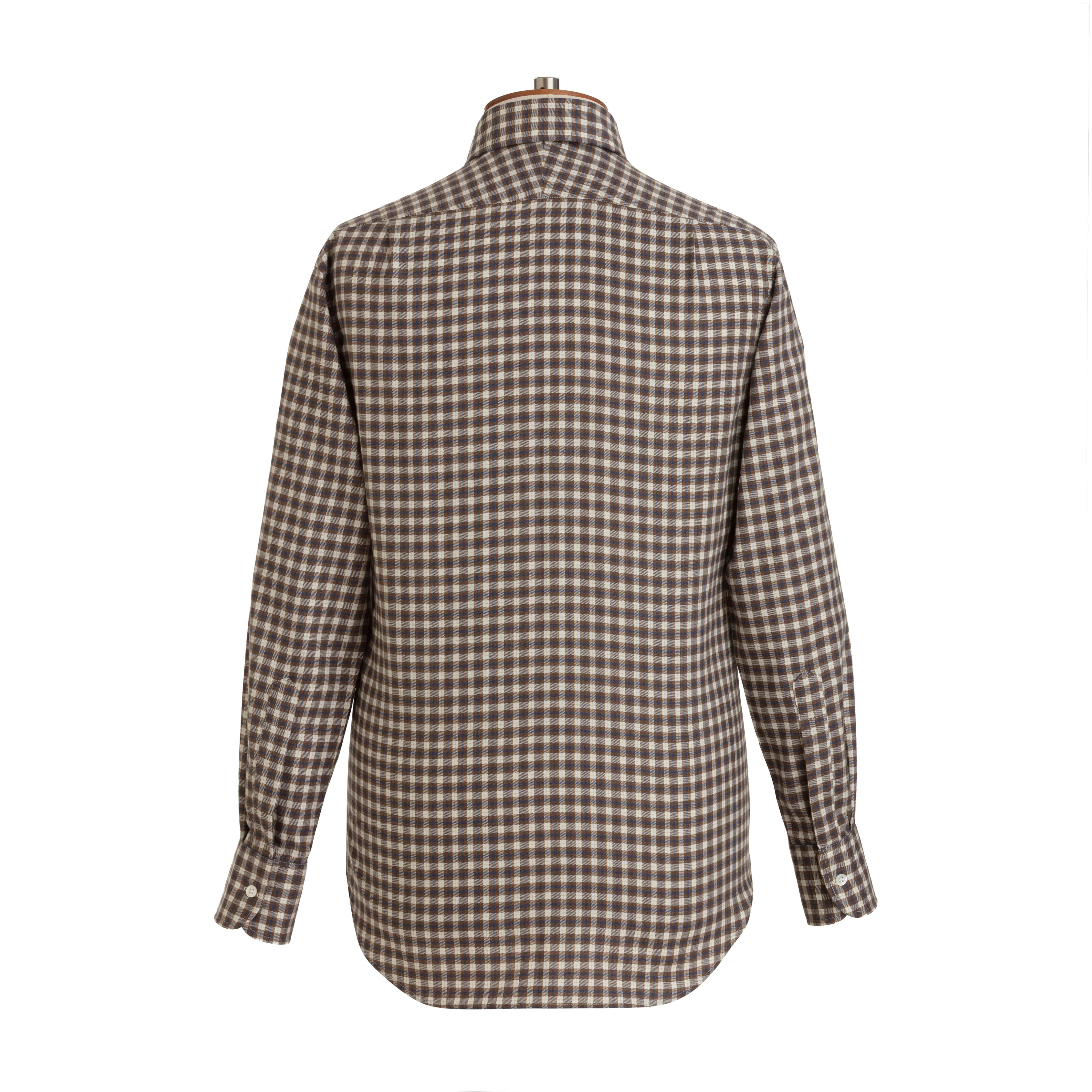 Blue/Ochre Check Wool Cotton Blend Shirt - New sold by Emma Willis product image thumbnail 4