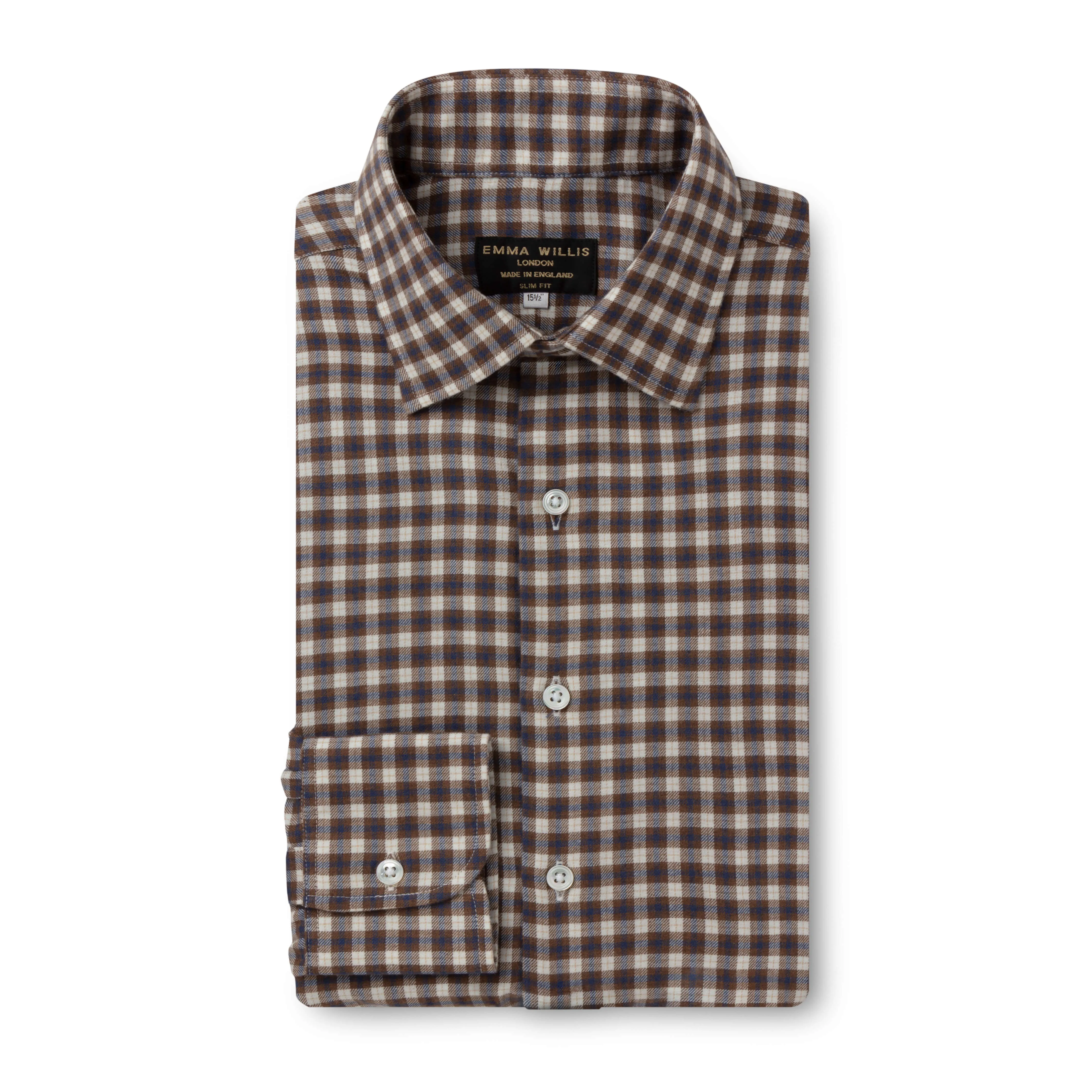 Blue/Ochre Check Wool Cotton Blend Shirt - New sold by Emma Willis product image thumbnail 2