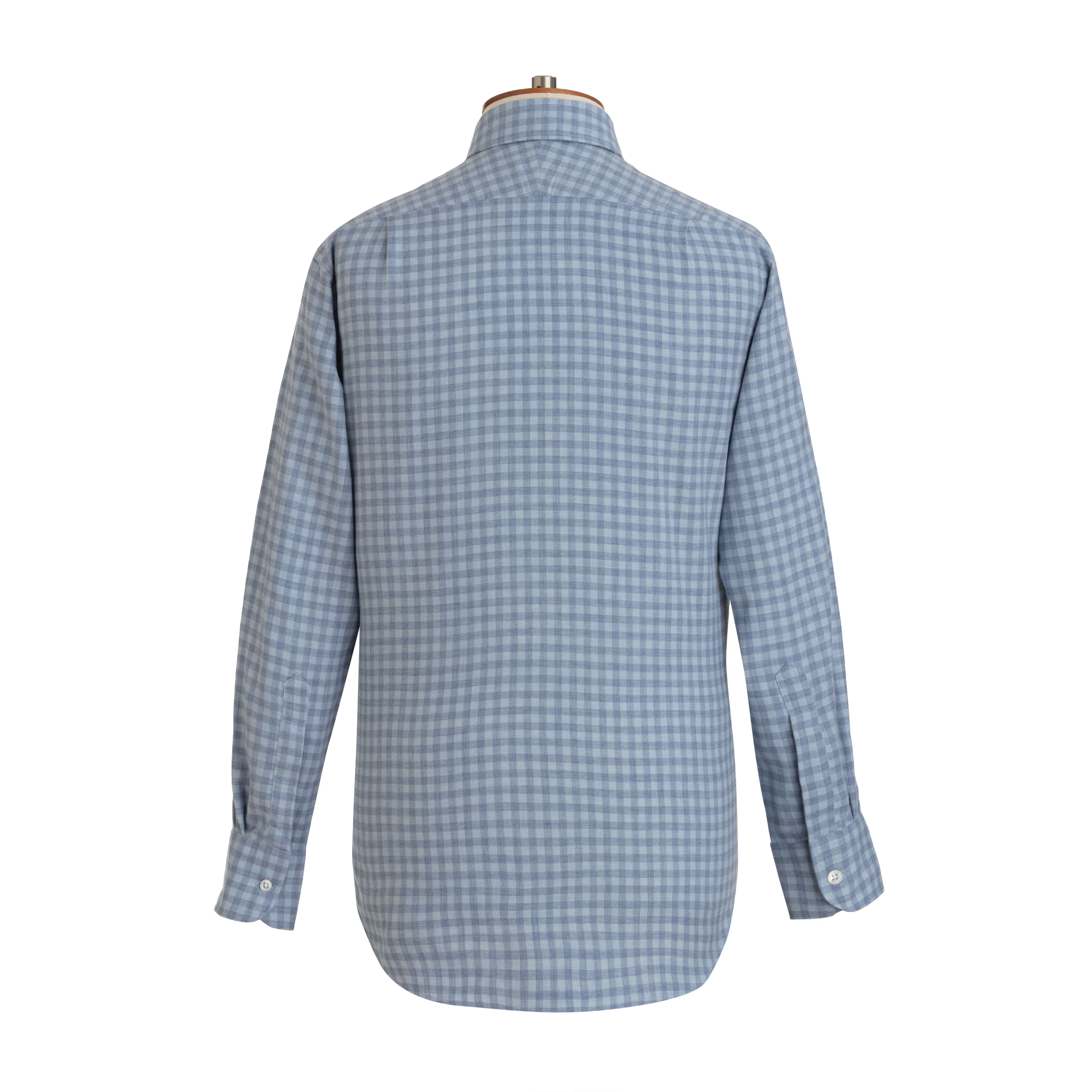 Pale Blue Gingham Wool Cotton Blend Shirt - New sold by Emma Willis product image thumbnail 4