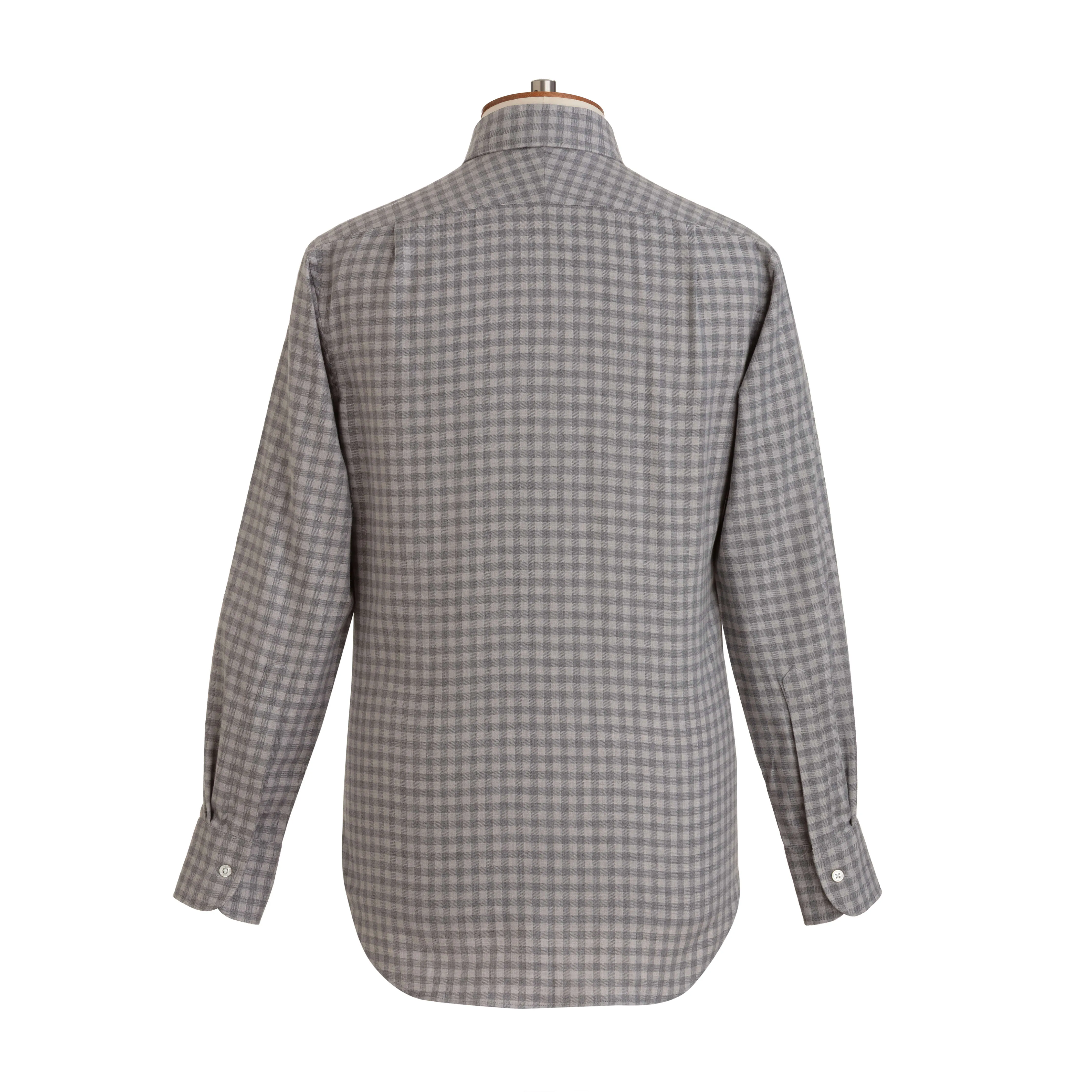 Pale Grey Gingham Wool Cotton Blend Shirt - New sold by Emma Willis product image thumbnail 4