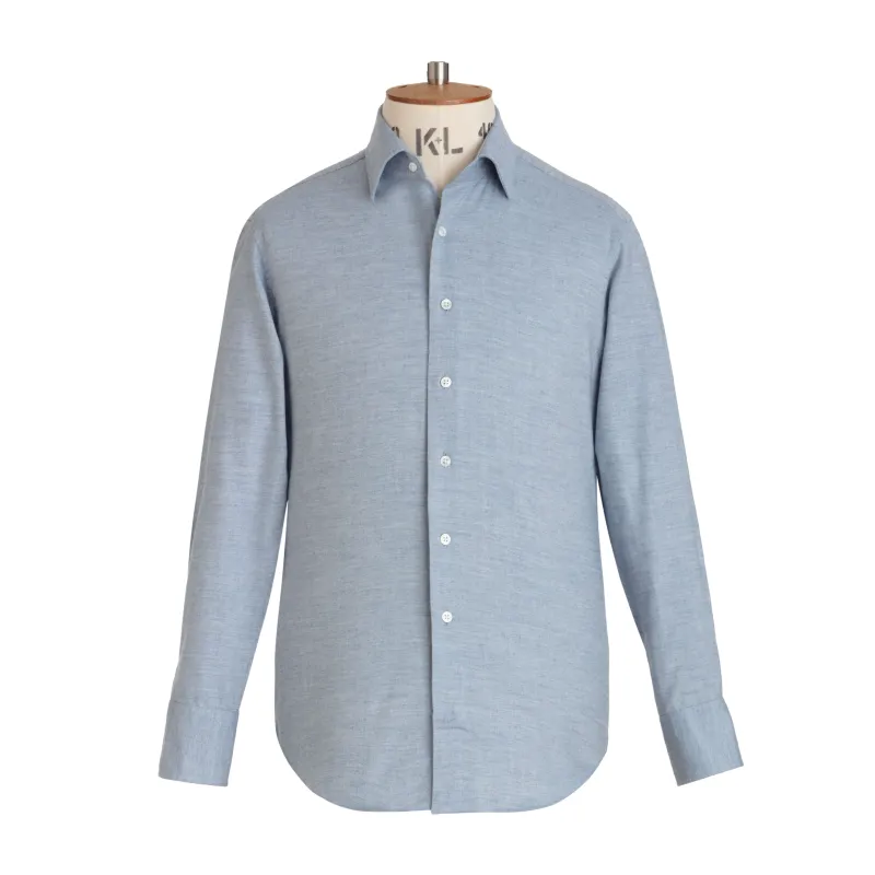 Sky Herringbone Wool Cotton Blend Shirt - New sold by Emma Willis