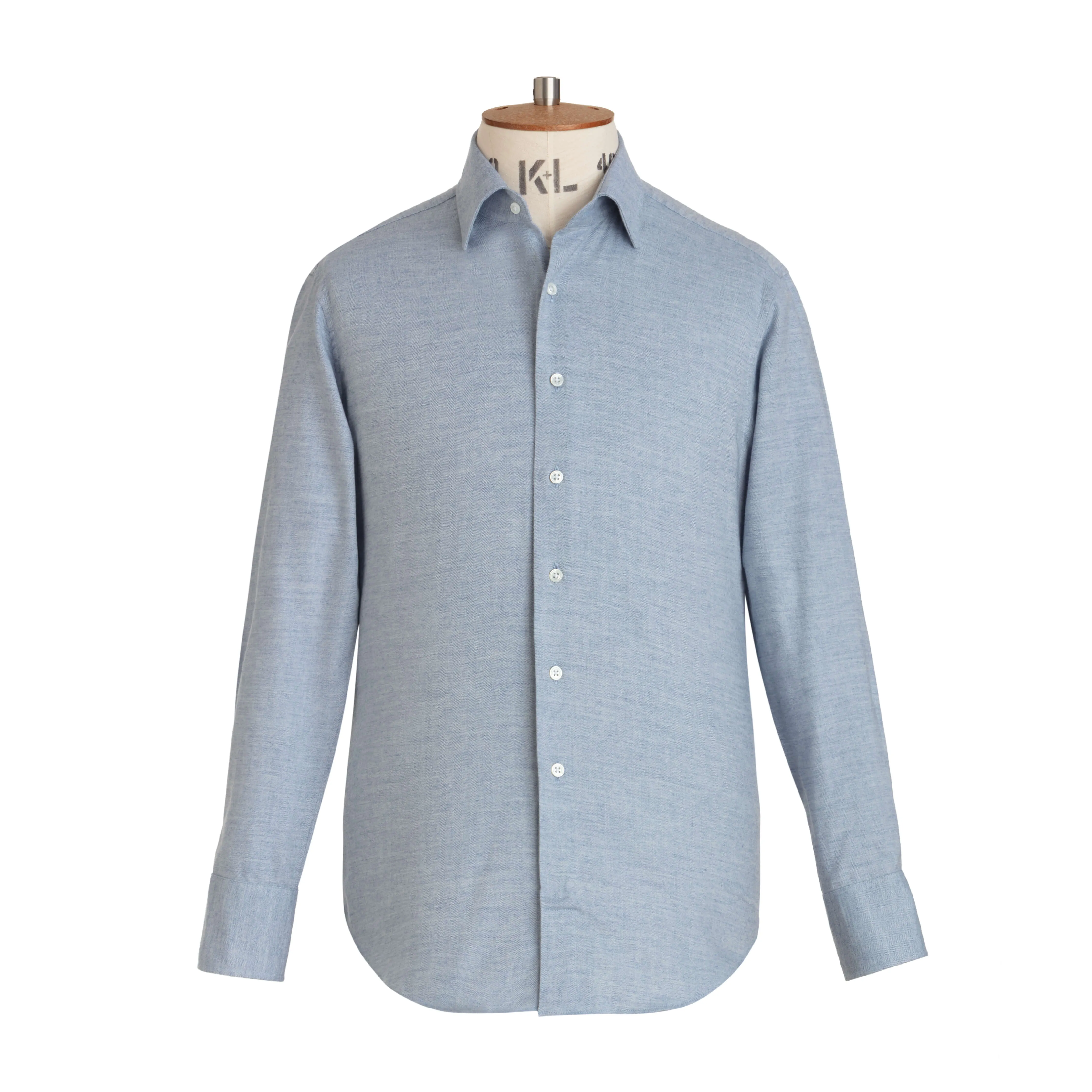 Sky Herringbone Wool Cotton Blend Shirt - New sold by Emma Willis