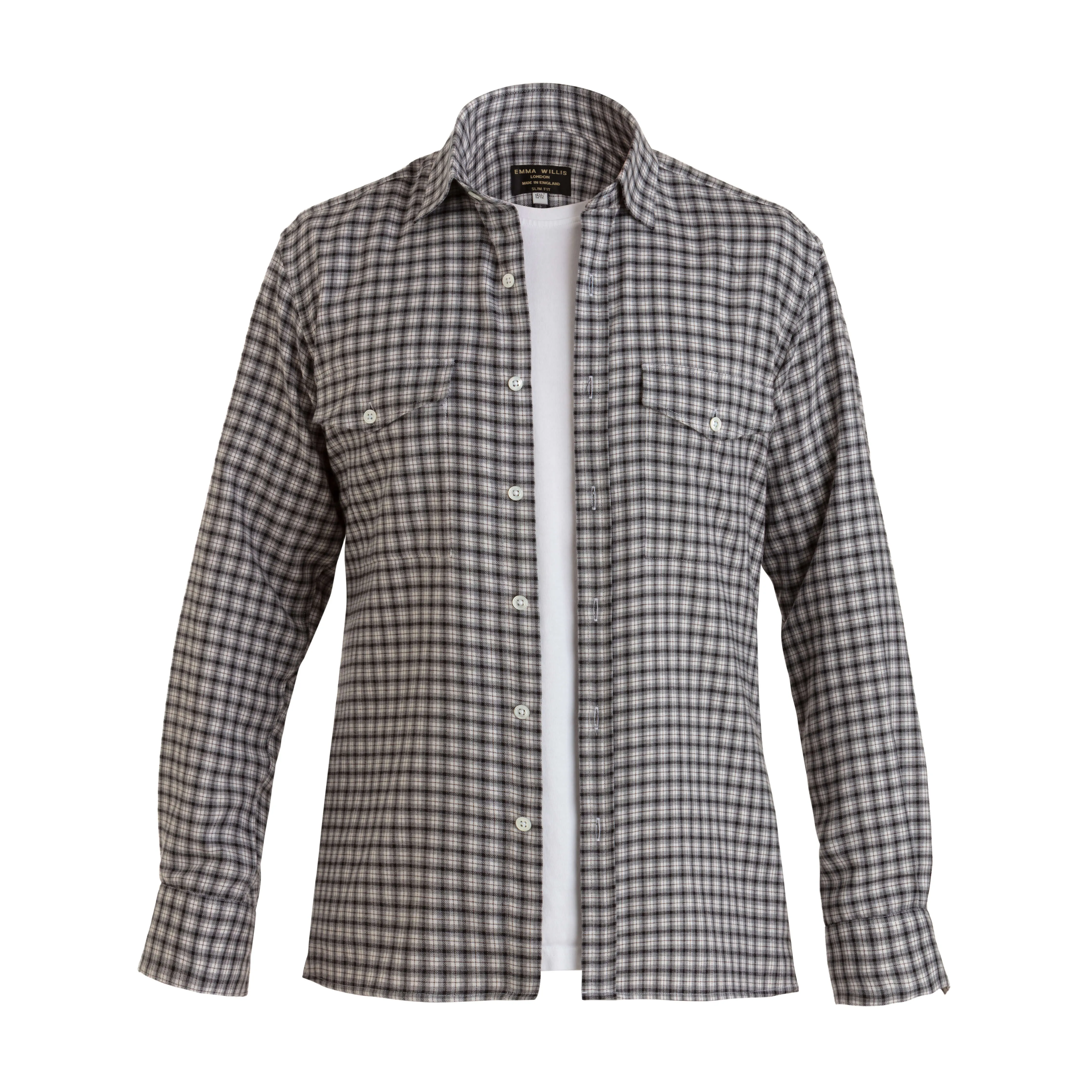 Charcoal/Grey Check Wool Cotton Blend Over Shirt - New sold by Emma Willis