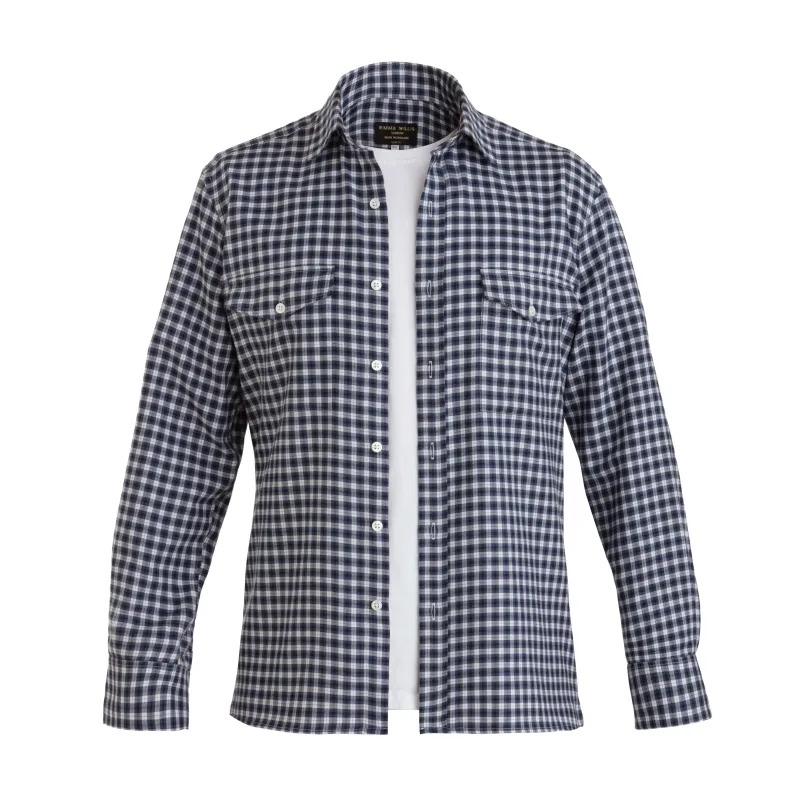 Charcoal/Blue Check Wool Cotton Blend Over Shirt - New sold by Emma Willis