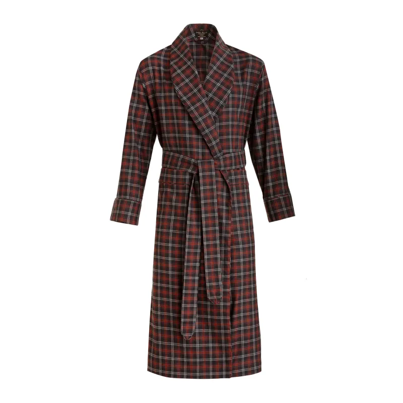 Ruby/Chocolate Tartan Brushed Cotton Dressing Gown - New sold by Emma Willis