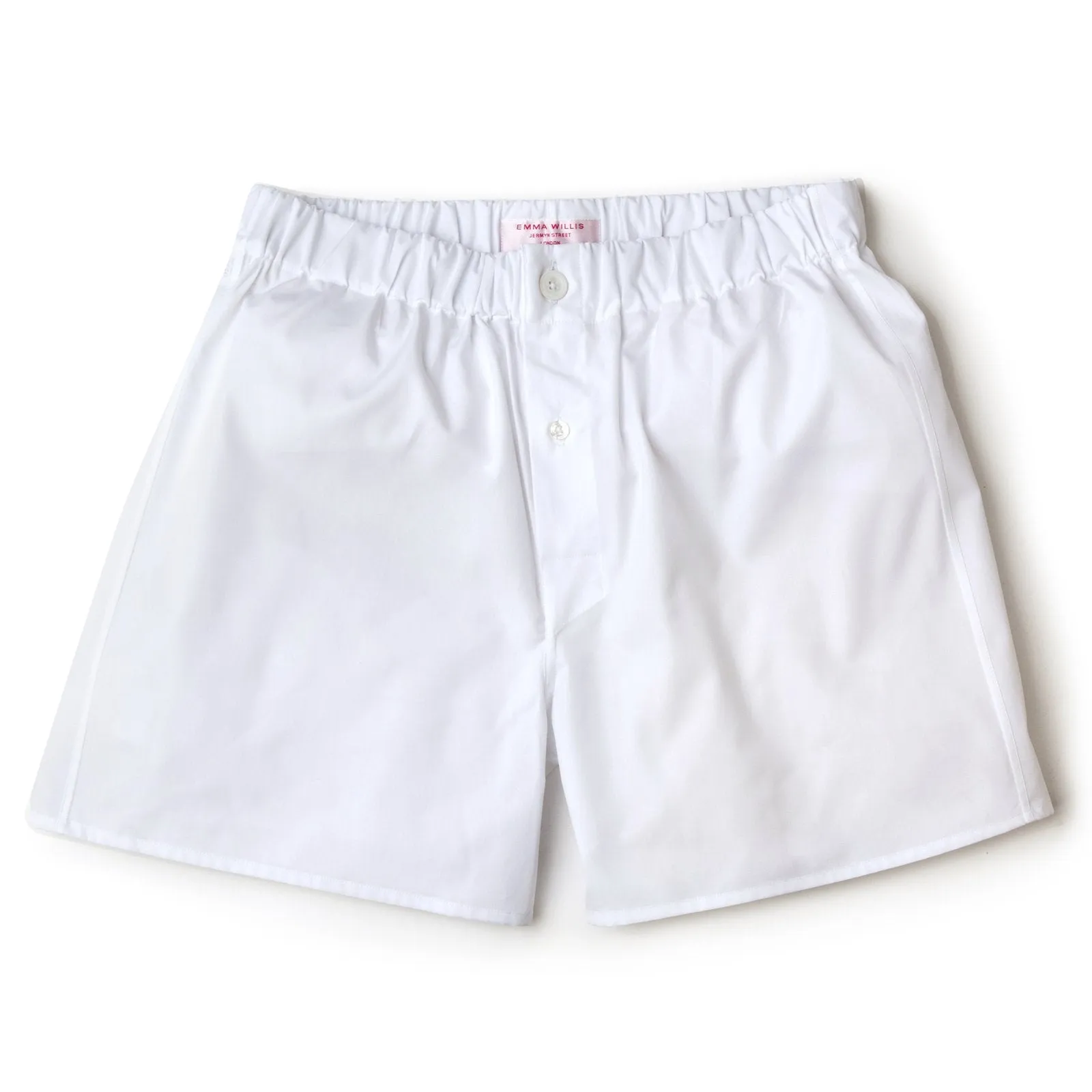 White Authentic Sea Island Cotton Boxer Shorts - Slim Fit sold by Emma Willis