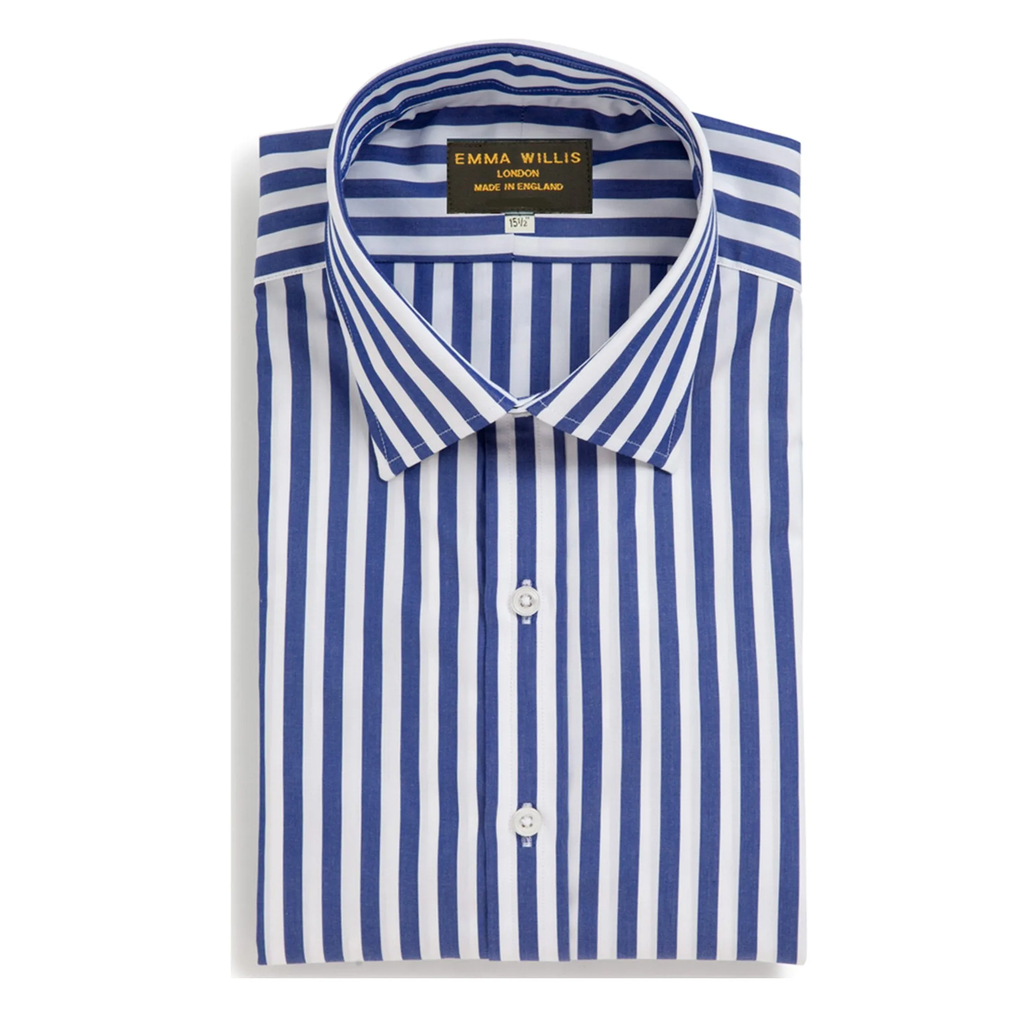 Navy Butcher Stripe Cotton Shirt sold by Emma Willis