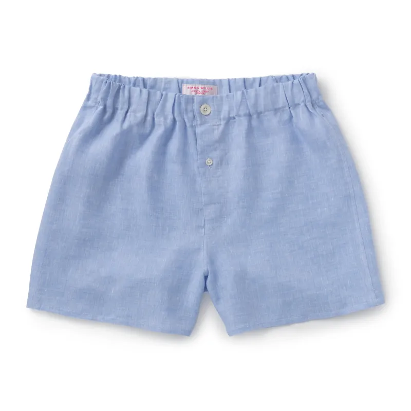 Summer Sky Linen Boxer Shorts - New sold by Emma Willis