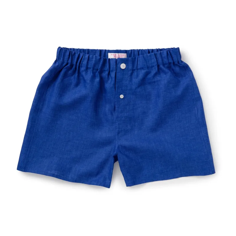 Cobalt Linen Boxer Shorts - New sold by Emma Willis