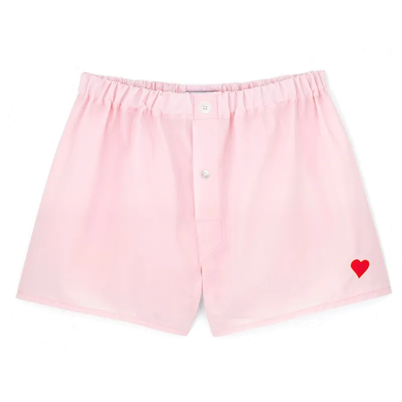 Love Heart Pink Superior Cotton Boxer Shorts - Slim Fit sold by Emma Willis