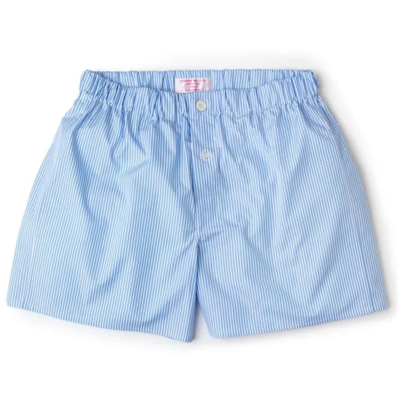Sky Bengal Stripe Cotton Boxer Shorts - Slim Fit sold by Emma Willis