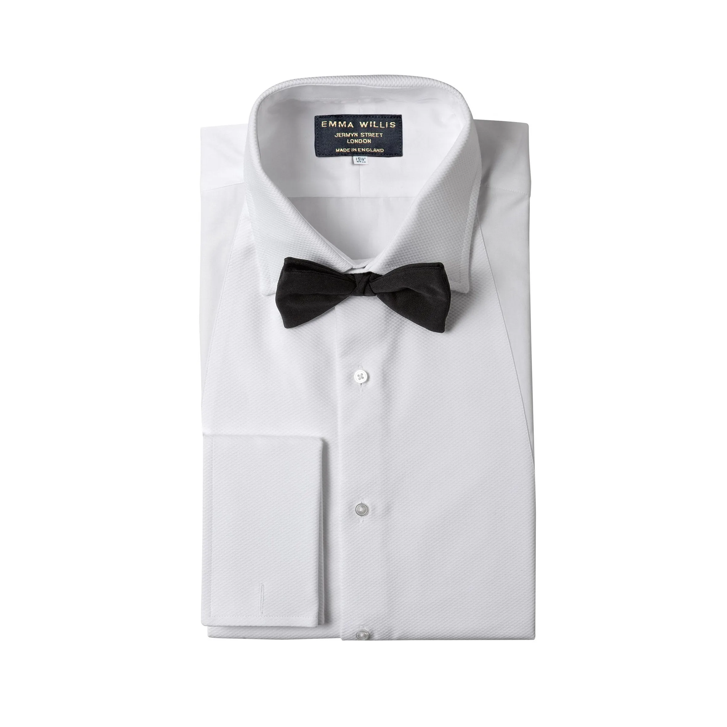 White Cotton Pique Bib Evening Shirt sold by Emma Willis