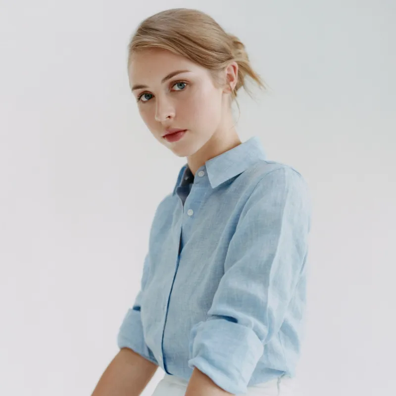 Sky Blue Linen Jane Shirt sold by Emma Willis