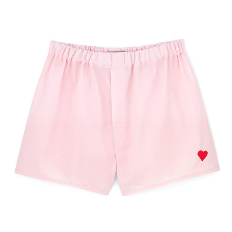 Love Heart Pink Superior Cotton Boxer Shorts - Classic Fit sold by Emma Willis