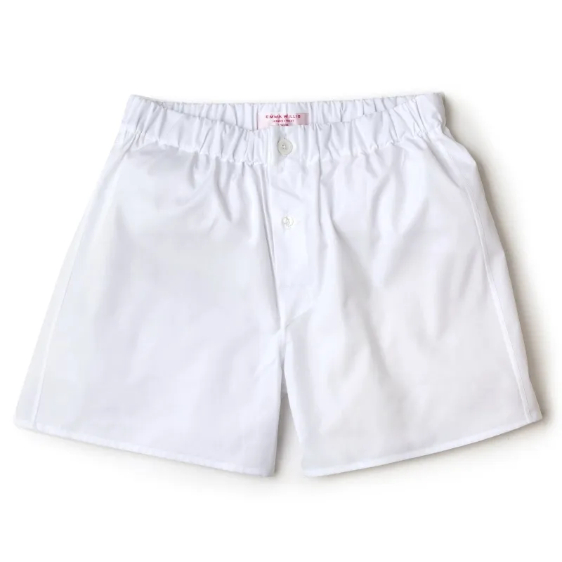 White Superior Cotton Boxer Shorts - Slim Fit sold by Emma Willis