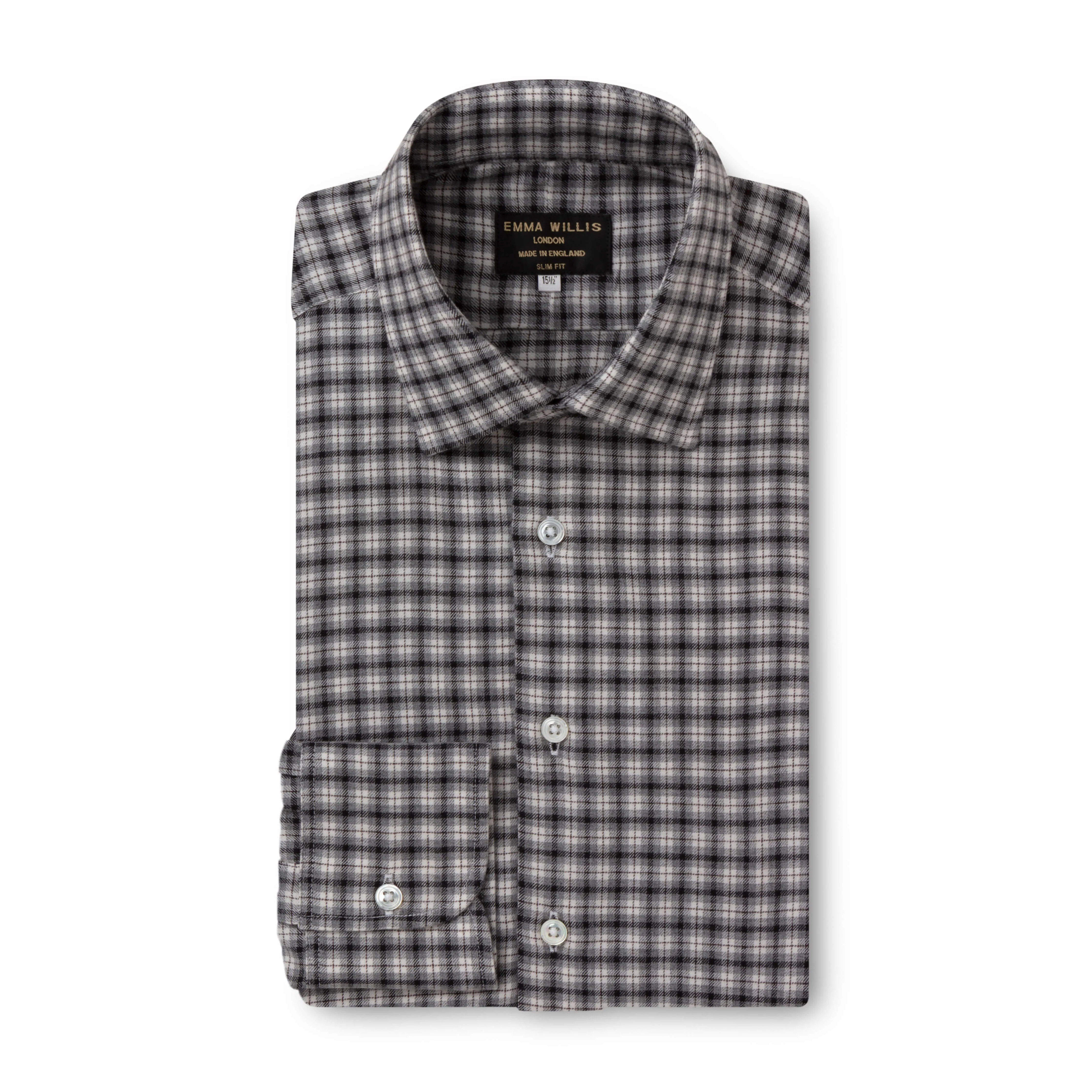 Charcoal/Grey Check Wool Cotton Blend Shirt - New sold by Emma Willis product image thumbnail 2