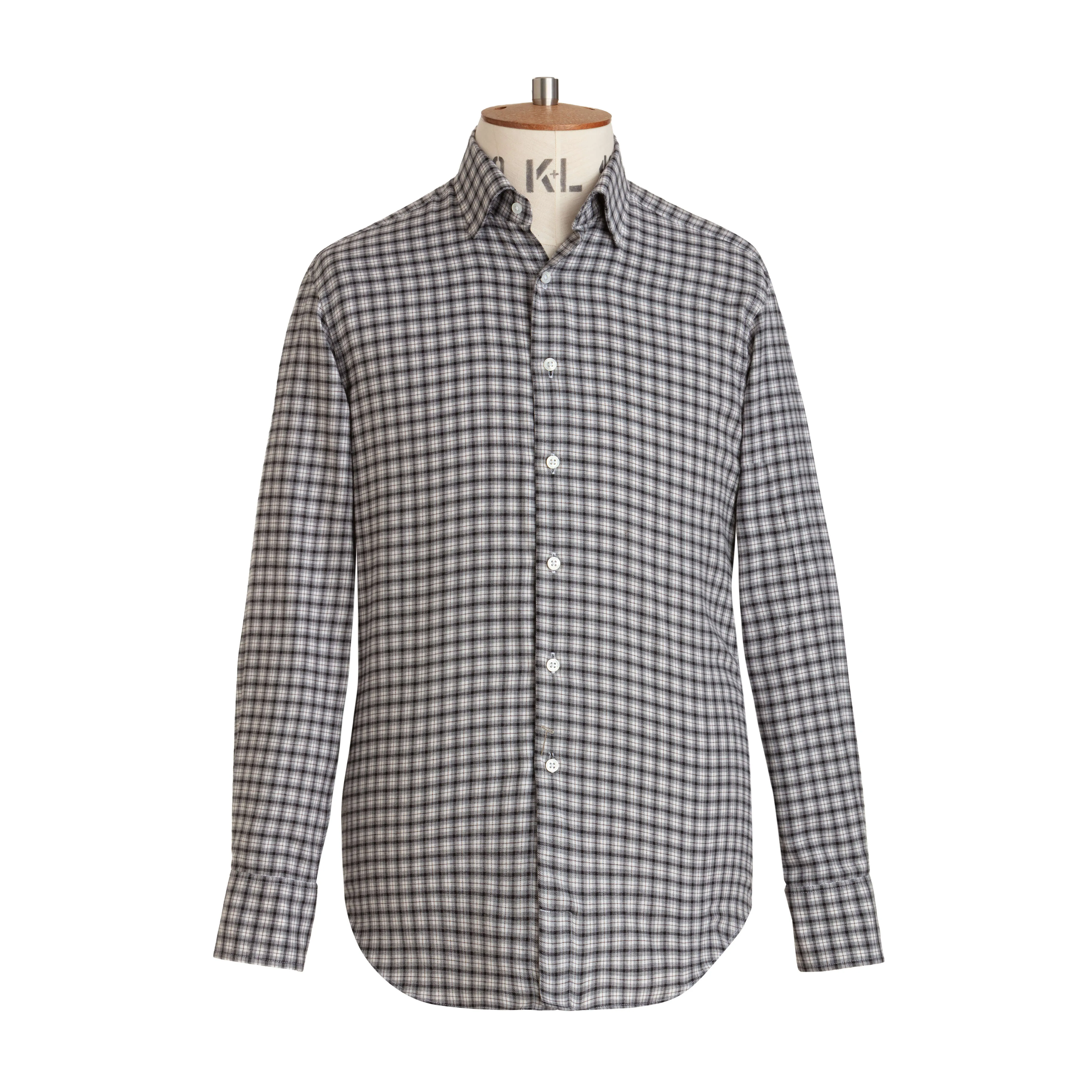 Charcoal/Grey Check Wool Cotton Blend Shirt - New sold by Emma Willis
