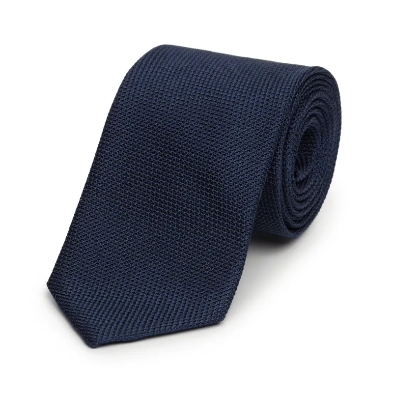 Navy Grenadine Silk Tie made by Emma Willis