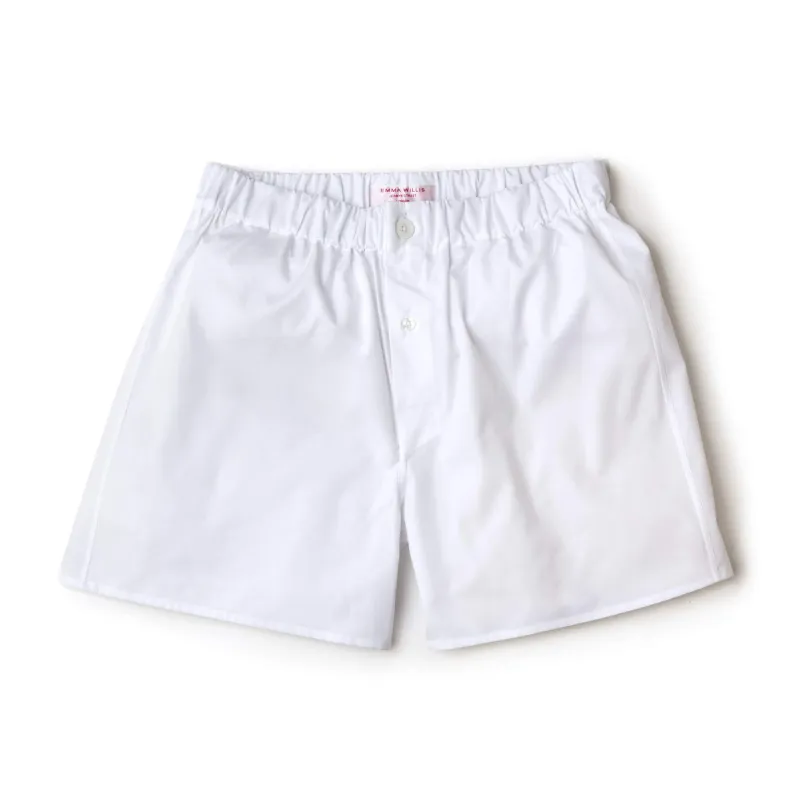 White Supraluxe Slim Fit Cotton Boxer Shorts sold by Emma Willis