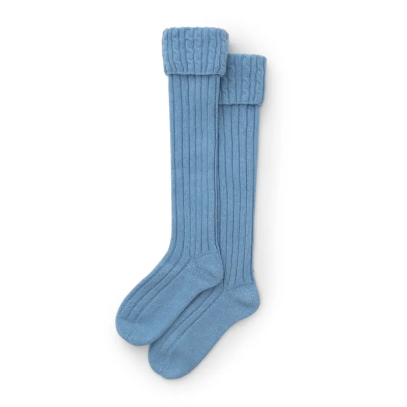Poole Blue Cable Knit Cashmere Socks sold by Emma Willis