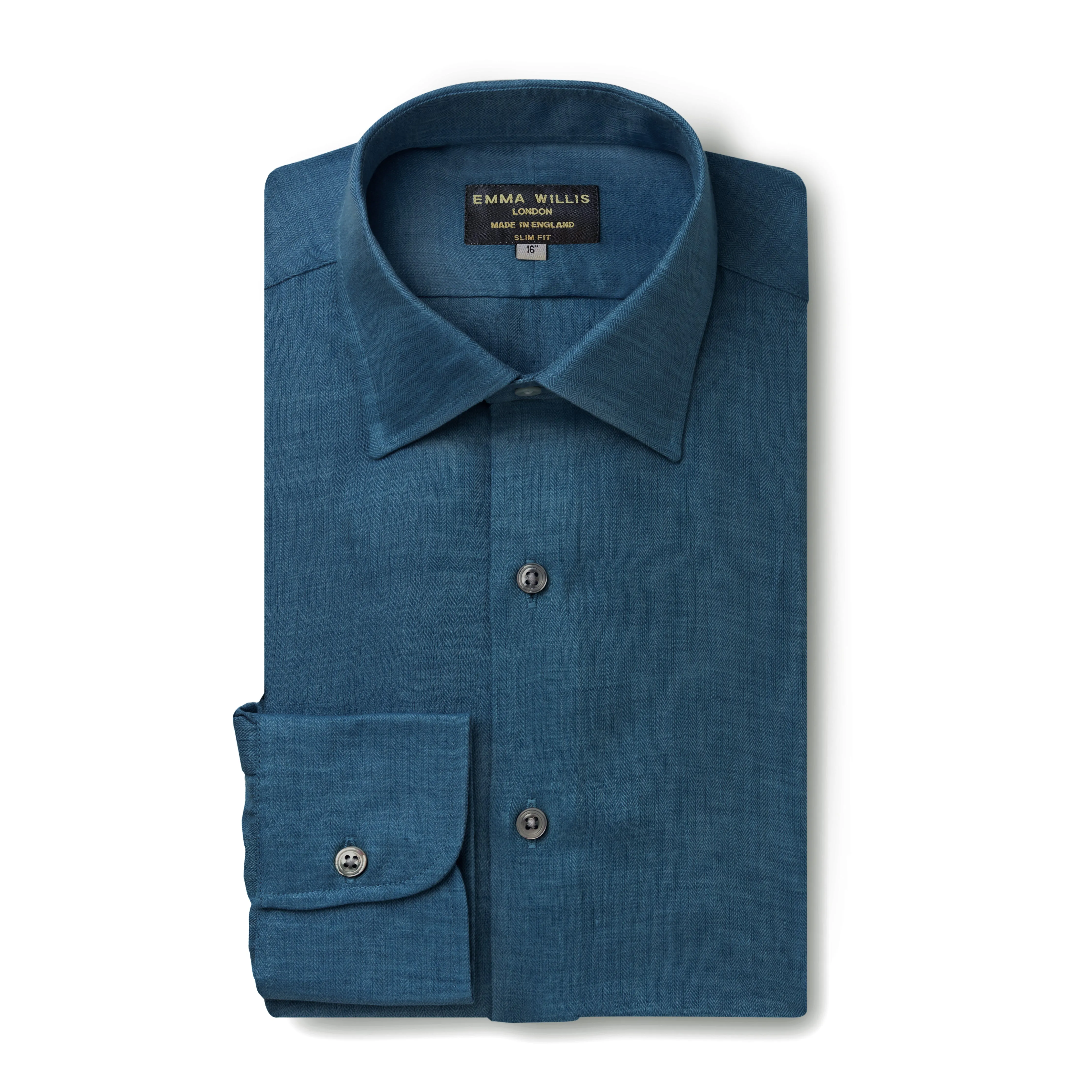 Indigo Herringbone Linen Shirt - New sold by Emma Willis product image thumbnail 2