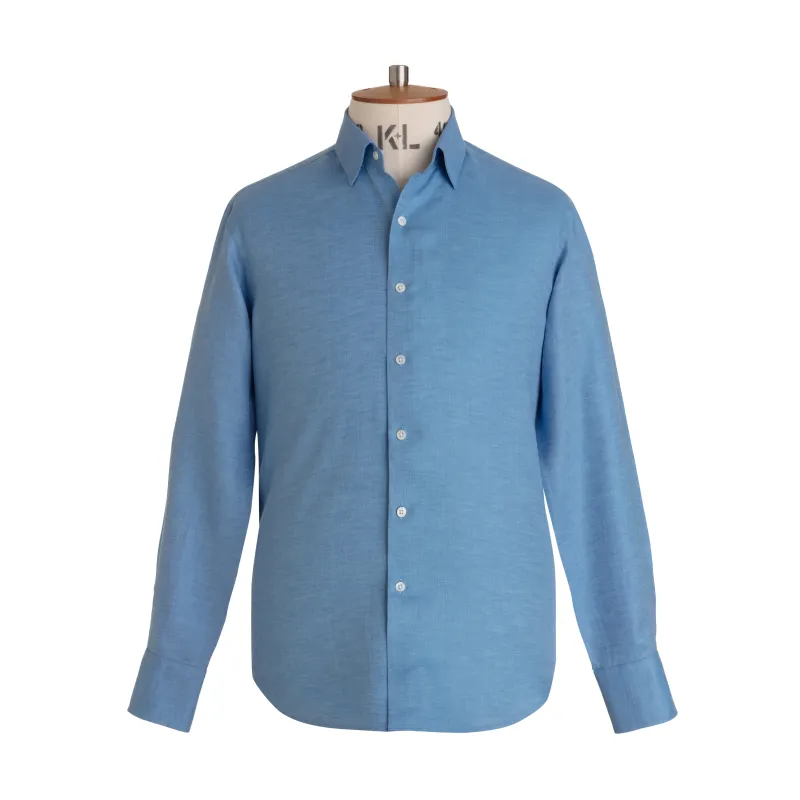 Bluebell Herringbone Linen Shirt made by Emma Willis