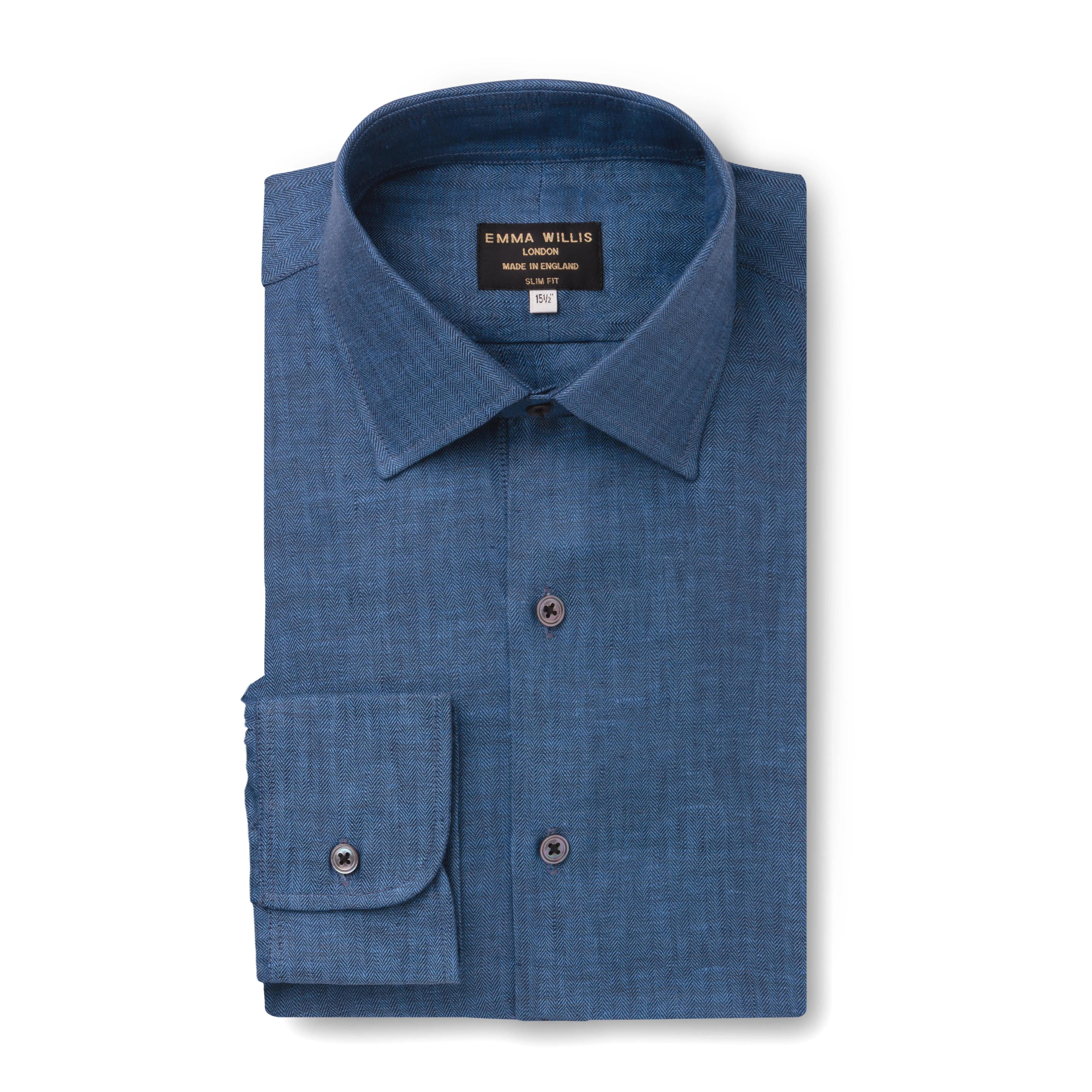 Denim Herringbone Linen Shirt - New sold by Emma Willis product image thumbnail 2